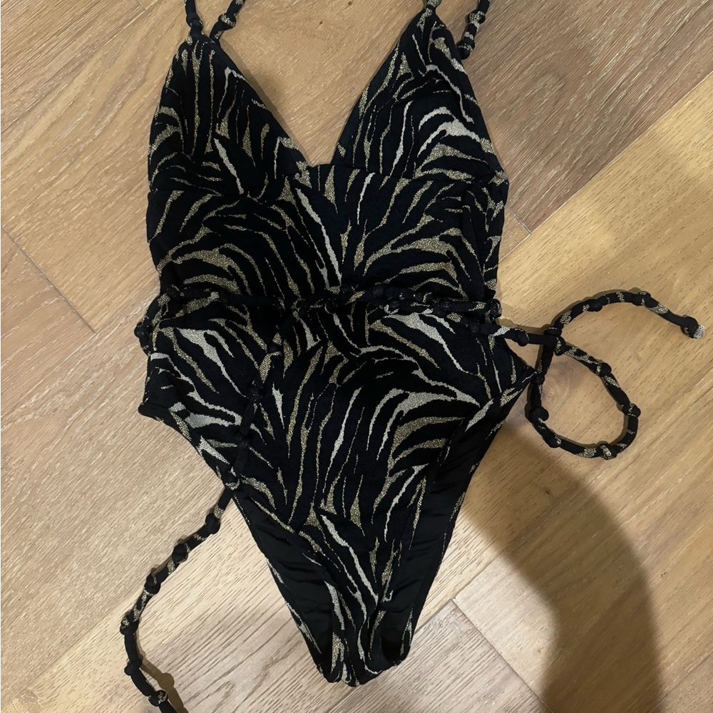 Devon Windsor one piece, bathing suit, black and gold size SMALL
